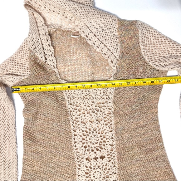 Free People Merci Hooded Wool Blend Crochet Tunic Sweater Size M Boho Festival - Picture 10 of 15